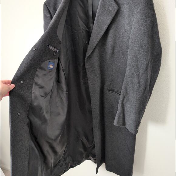 Jacob Siegel Men's Trench Coat 44L Colombo Wool Cashmere Gray Italy Overcoat - Picture 5 of 8